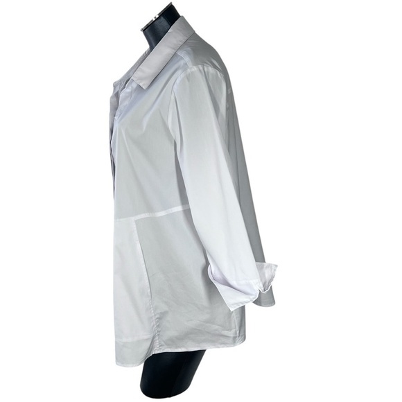 HABITAT The One White Button Down Tunic Shirt Top With Pockets Women's Size L - Picture 7 of 16